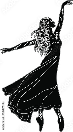 Dancing girl, vector, contour, silhouette, horoscope, astrology, mystical girls, Sagittarius, Virgo, Aries, Capricorn, Leo, Cancer, Aquarius, Pisces, Libra, Gemini, Scorpio, Taurus