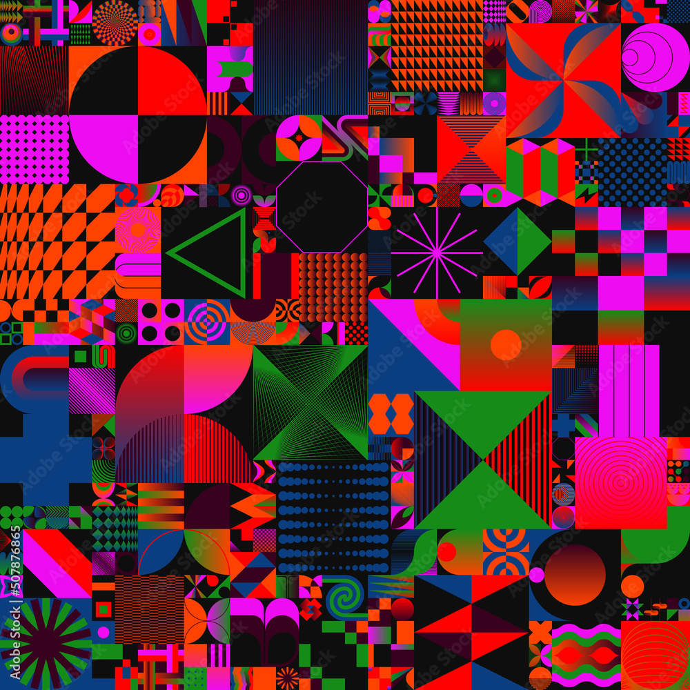 Bizarre Gradient Vector Seamless Pattern Graphics With Abstract Geometric Shapes And Geometry Forms Bizarre Gradient Vector Seamless Pattern Graphics With Abstract Geometric Shapes And Geometry Forms