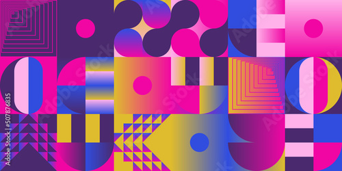 Pop Art Aesthetics Abstract Vector Pattern With Weird Geometric Shapes And Bizarre Artistic Forms