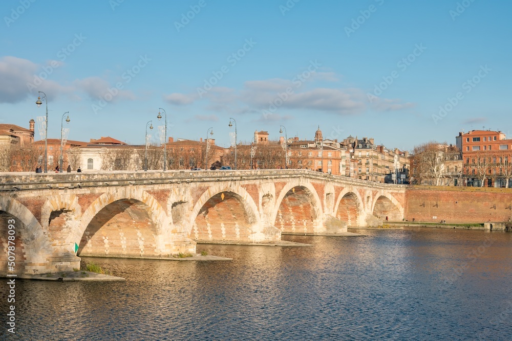 The Pont Neuf in Toulouse during a summer sunny day