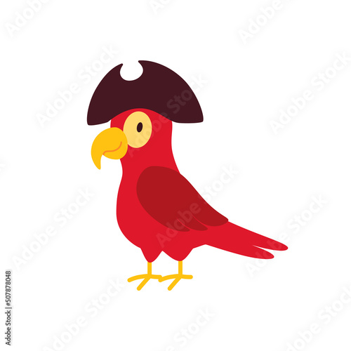 Pirate parrot on a white background, vector flat illustration.