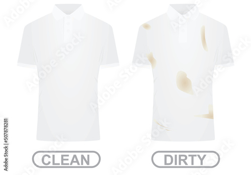 Clean and dirty t shirt. vector