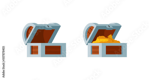 Treasures for pirate adventures on a white background, vector flat illustration.
