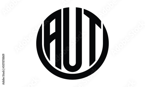 AUT shield with round shape logo design vector template | monogram logo | abstract logo | wordmark logo | lettermark logo | business logo | brand logo | flat logo.