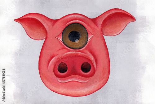 Bild auf Leinwand cyclop pig