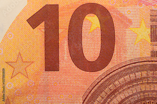 Nahaufnahme Abschnitt einer 10 EURO Banknote  photo