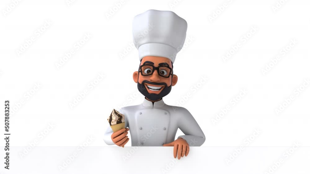 Fun 3D cartoon animation of an indian chef with alpha .. Fun 3D cartoon animation of an indian chef with alpha ..