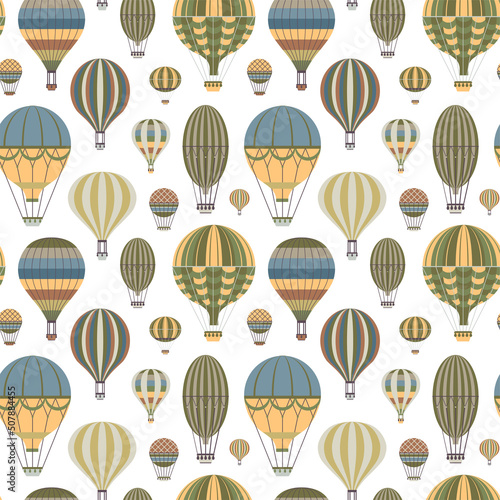 Vintage Hot Air Balloons Seamless Pattern