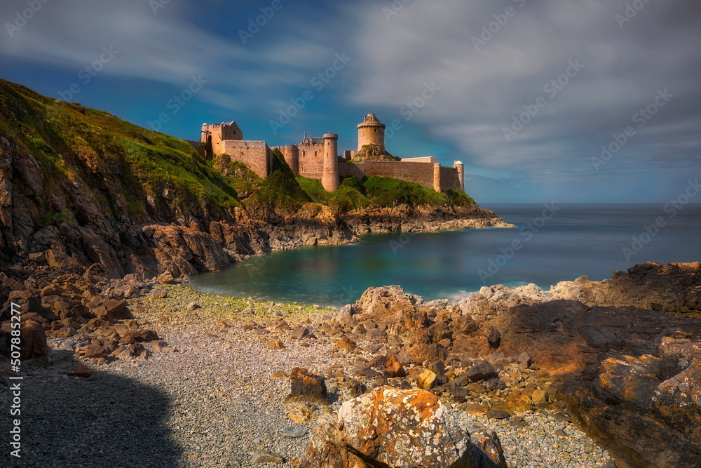 Fort la Latte is a magnificent fortress in northern France, situated on a picturesque rocky headland in the north-east of Brittany near Cape Cap Frehel.	