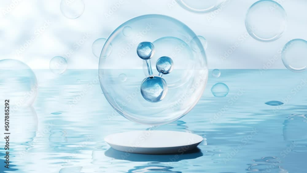 Molecule with water surface background, 3d rendering. Molecule with water surface background, 3d rendering.