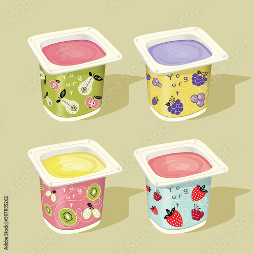 fruit or berry yogurt. Vector illustration