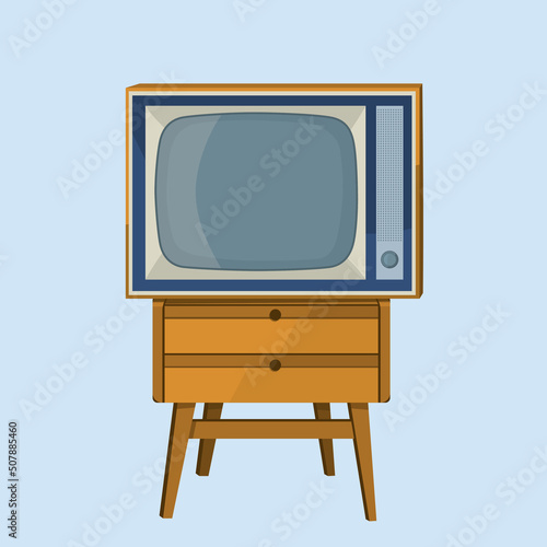 An old TV on the shelf. Vector illustration