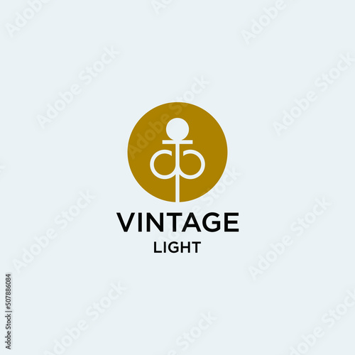 Abstract vintage lamp logo design 