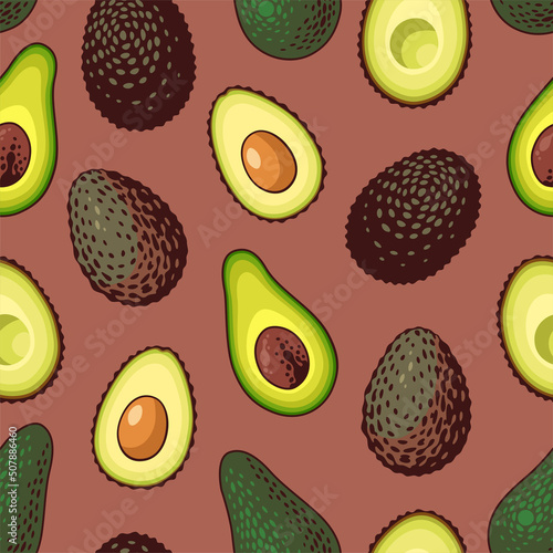 Vector seamless pattern with sorts of avocado