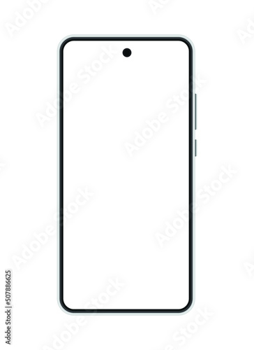 Smartphone mockup frameless blank screen frameless design. Smartphone icon on white background vector illustration. Flat Icon Mobile Phone, Handphone.