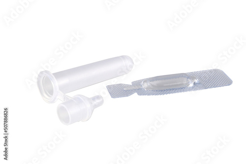 Rapid Antigen Test kit COVID-19 testing isolated​ on​ white​ background