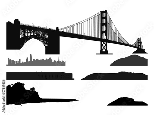 Silhouette of San Francisco. Vector illustration.