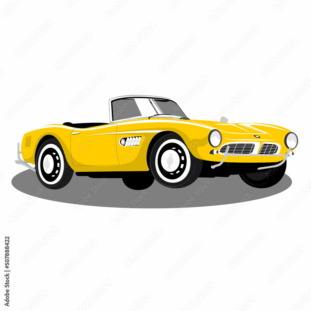 Illustration of a retro car. Vector convertible.