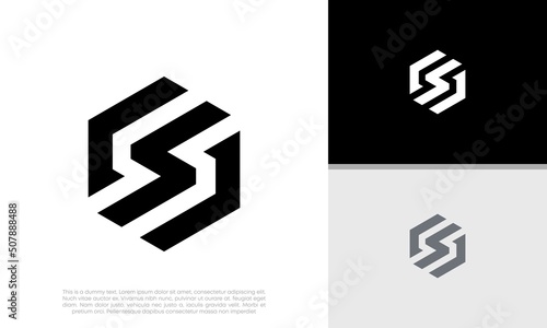 Initials S logo design. Initial Letter Logo. Hexagon logo design. 
