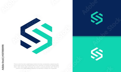 Initials S logo design. Initial Letter Logo. Hexagon logo design.  © harika013