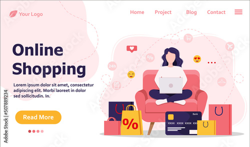 Online shopping concept illustration, perfect for web design, banner, mobile app, landing page