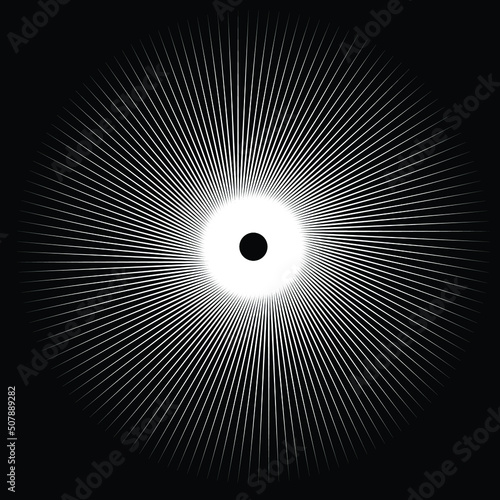 Radial speed Lines in Circle Form for comic books . fireworks Explosion background . Vector Illustration . Starburst
 round Logo . Circular Design element . Abstract Geometric star rays . Sunburst .