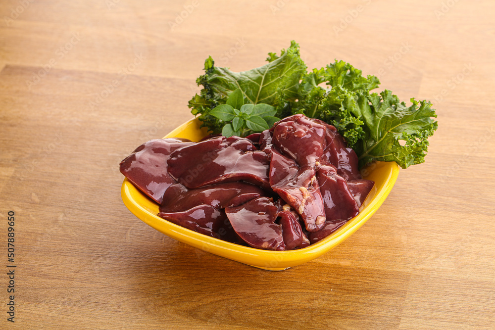 Raw chicken liver in the bowl Raw chicken liver in the bowl