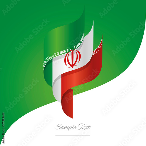 Abstract Iran 3D wavy flag green white red modern ribbon strip logo icon abstract background vector
