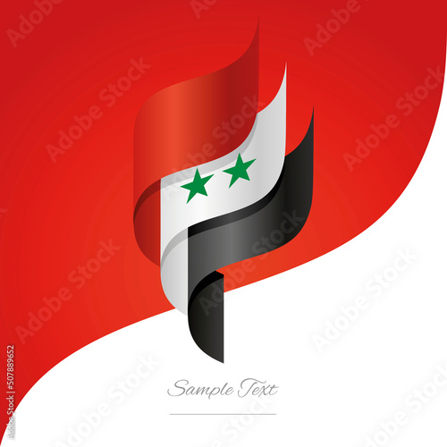 Abstract Syria 3D wavy flag red white black green modern ribbon strip logo icon abstract background vector