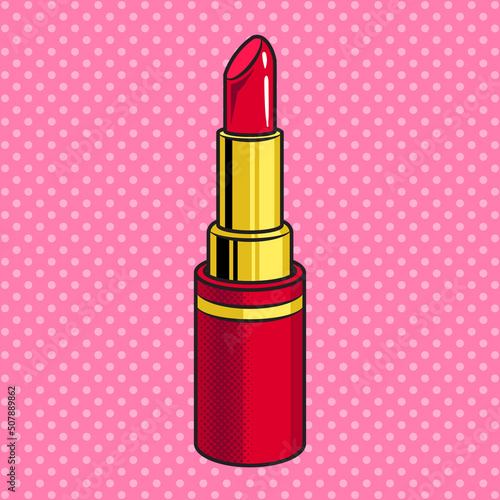 Lipstick makeup pop art retro vector illustration. Comic book style imitation.
