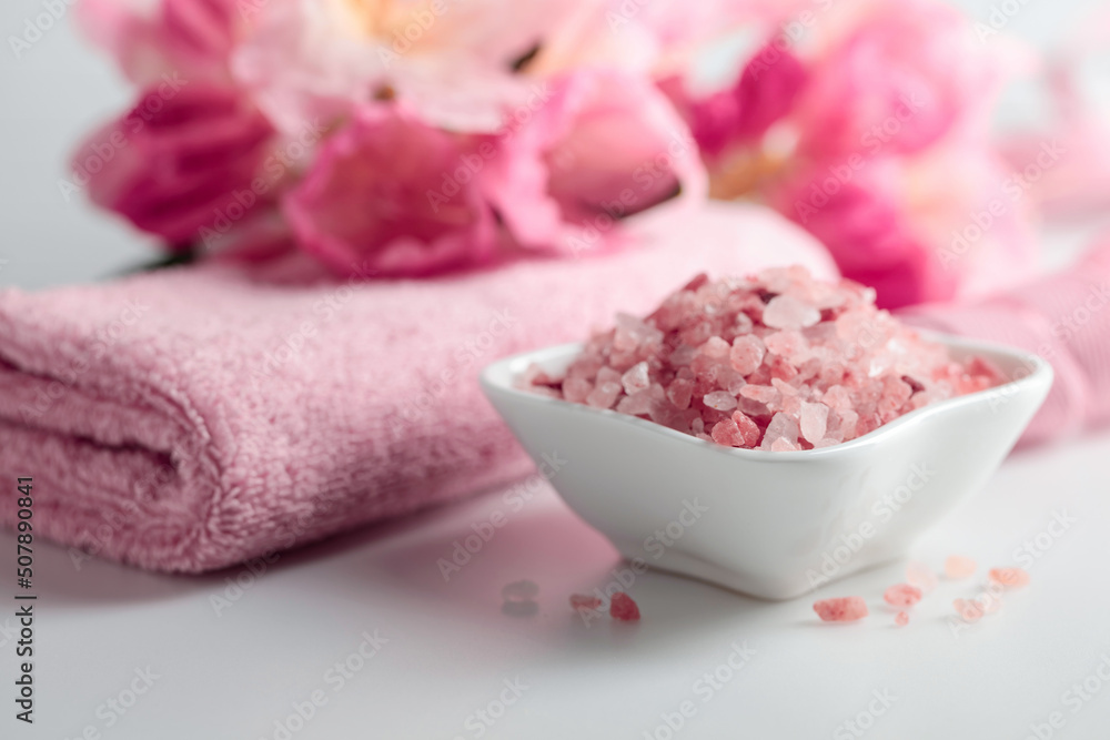Spa composition with pink Himalayan salt. Spa composition with pink Himalayan salt.