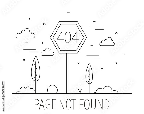 404 page not found. line art. Error 404 Vector illustration.