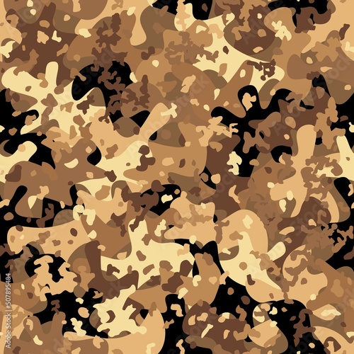 Desert Seamless Camo Graphic Print. Autumn Camouflage Seamless Pattern