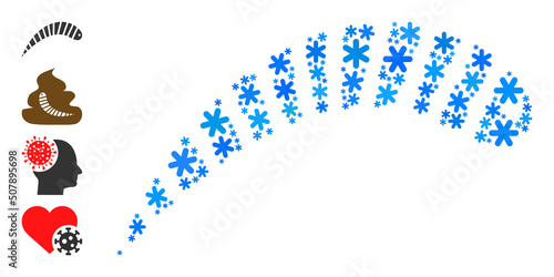 Mosaic worm icon is done for winter, New Year, Christmas. Worm icon mosaic is done of light blue snow items. Some bonus icons are added.