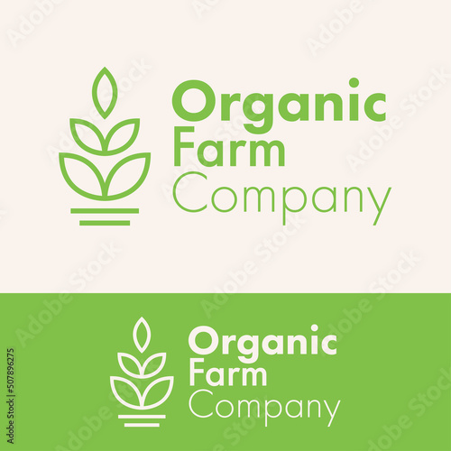 minimalist outline organic leaf logo concept
