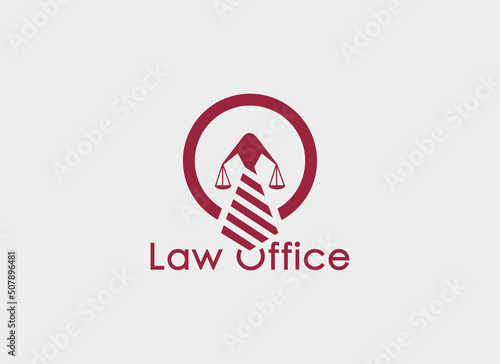 Initial Letter O Law Logo. Geometric shape Tie and Balance Symbol Isolated on Grey Background. Usable for Attorney, Law Firm, Business and Branding Logos. Flat Vector Design Template Element