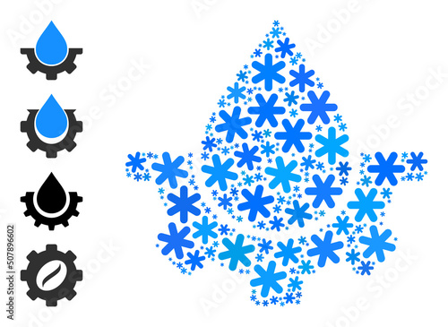 Mosaic water industry pictogram organized for winter, New Year, Christmas. Water industry icon mosaic is organized from light blue snow elements. Some similar icons are added.