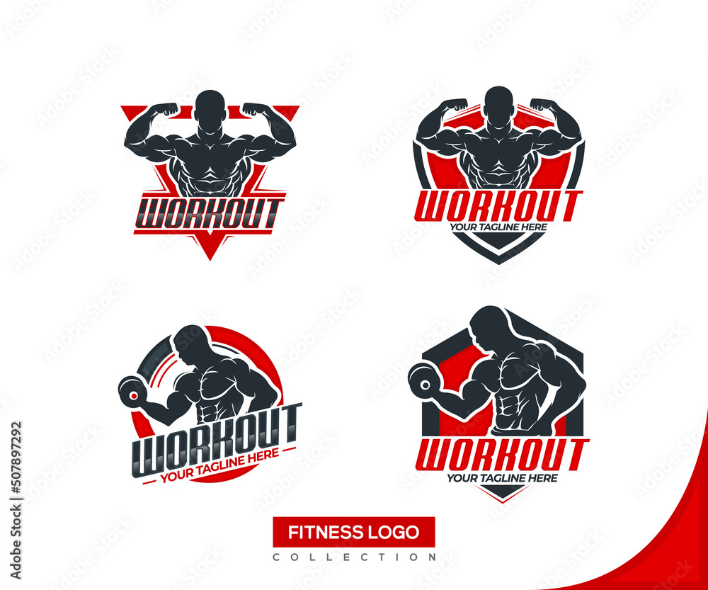 Workout Or Gym Vector Logo Design Collection