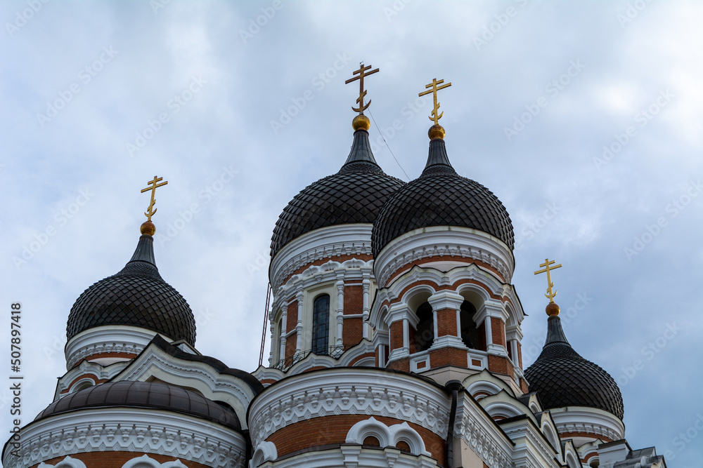 Roof and Domes of the Alexander Nevsky Cathedral in Tallinn, Estonia