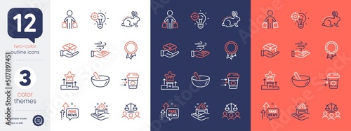 Set of Seo idea, Hold box and Animal tested line icons. Include Buyer, Success, Cooking mix icons. Vip podium, Fake news, Skin care web elements. Court jury, Coffee delivery, Wind energy. Vector