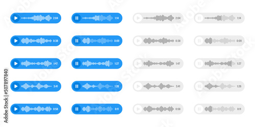 Voice, audio message, speech bubble. SMS text frame. Social media chat or messaging app conversation. Voice assistant, recorder. Sound wave pattern. Vector illustration