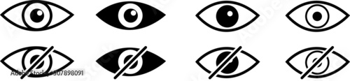 Eye icon set. Eyesight symbol. Retina scan eye icons. Simple eyes collection. Eye silhouette