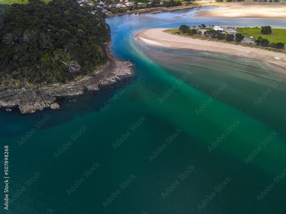 River estuary in Coopers Beach, Doubtless Bay New Zealand 
