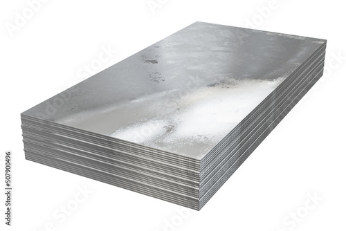 Stack of steel profile sheets. 3D Illustration
