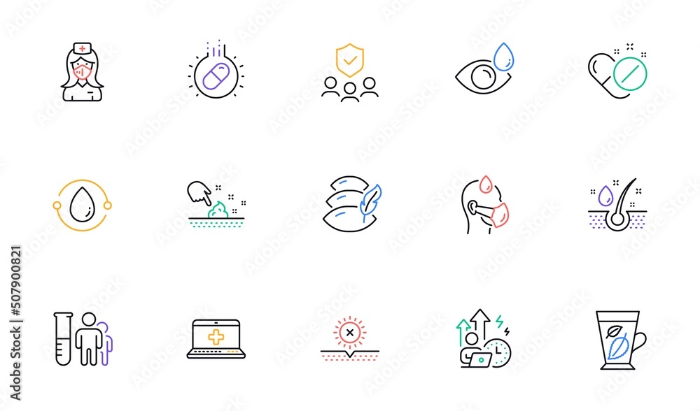 Sick man, Skin moisture and Medical pills line icons for website, printing. Collection of Difficult stress, Capsule pill, Medical analyzes icons. Eye drops, Serum oil, Pillow web elements. Vector Sick man, Skin moisture and Medical pills line icons for website, printing. Collection of Difficult stress, Capsule pill, Medical analyzes icons. Eye drops, Serum oil, Pillow web elements. Vector