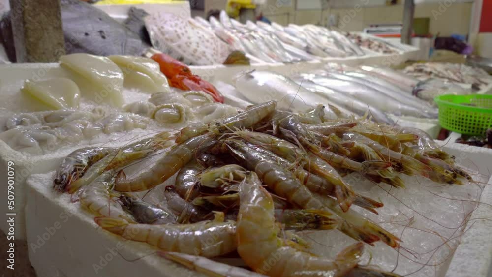 Fresh seafood market in Batumi Georgia. Live fish in ice. Flounder, red mullet, salmon, catfish, eel, frogs, rays, sturgeon, mussels, oysters. Crab Yu osminog and royal crvets. Fish sold on street. Fresh seafood market in Batumi Georgia. Live fish in ice. Flounder, red mullet, salmon, catfish, eel, frogs, rays, sturgeon, mussels, oysters. Crab Yu osminog and royal crvets. Fish sold on street.