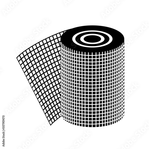 Roller bandage textile cloth. Medical simple style detailed logo icon vector illustration isolated.