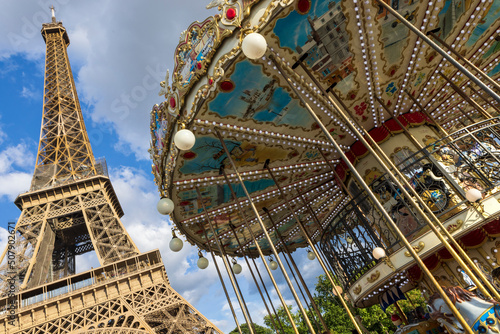 Eiffel Tower, the most iconic landmark of Paris. View from the carrousel. © Alexander