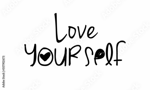 Love Yourself phrase lettering on white background
