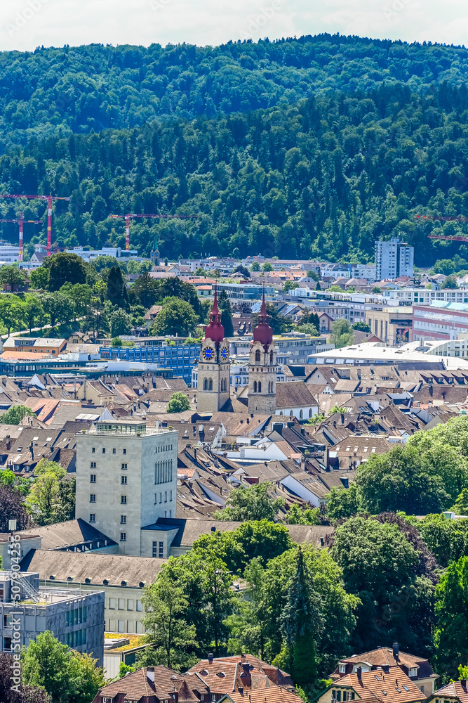 Winterthur, Stadt, Altstadt, Goldenberg, Stadtkirche, Sommer, Spazierweg, Aussichtspunkt, Schweiz